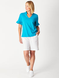 RUFFLE TEE TOP - OCEAN 29016