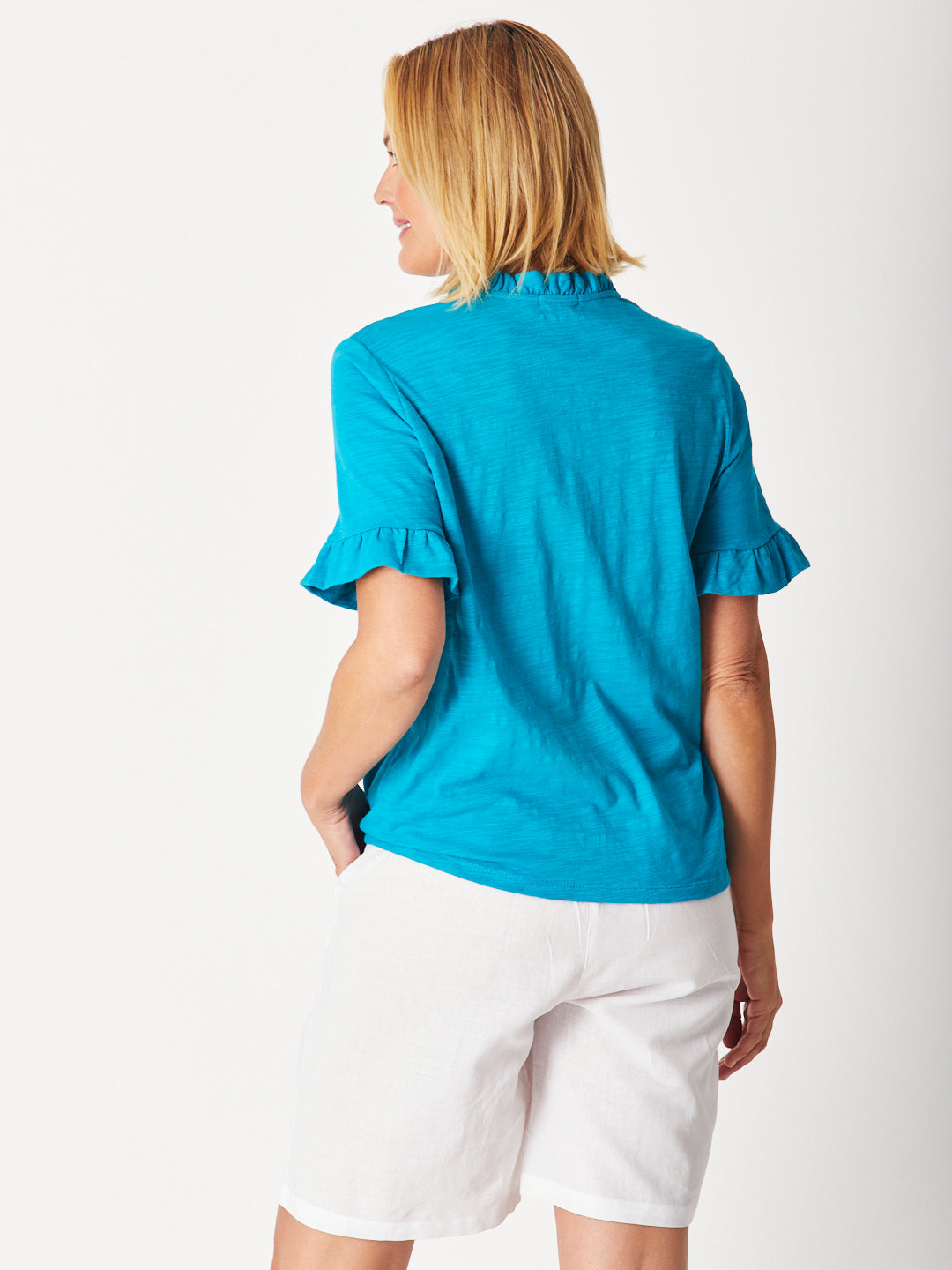 RUFFLE TEE TOP - OCEAN 29016