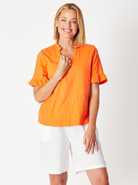 RUFFLE TEE TOP - ORANGE 29016-S