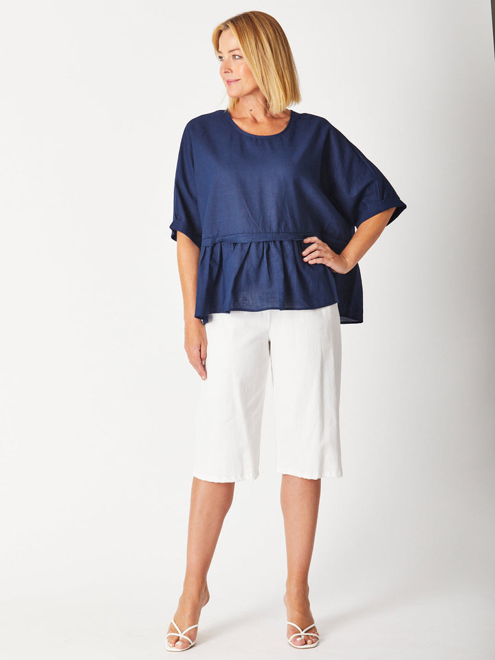 COTTON SATEEN YOKE SHORT - WHITE 24128-S