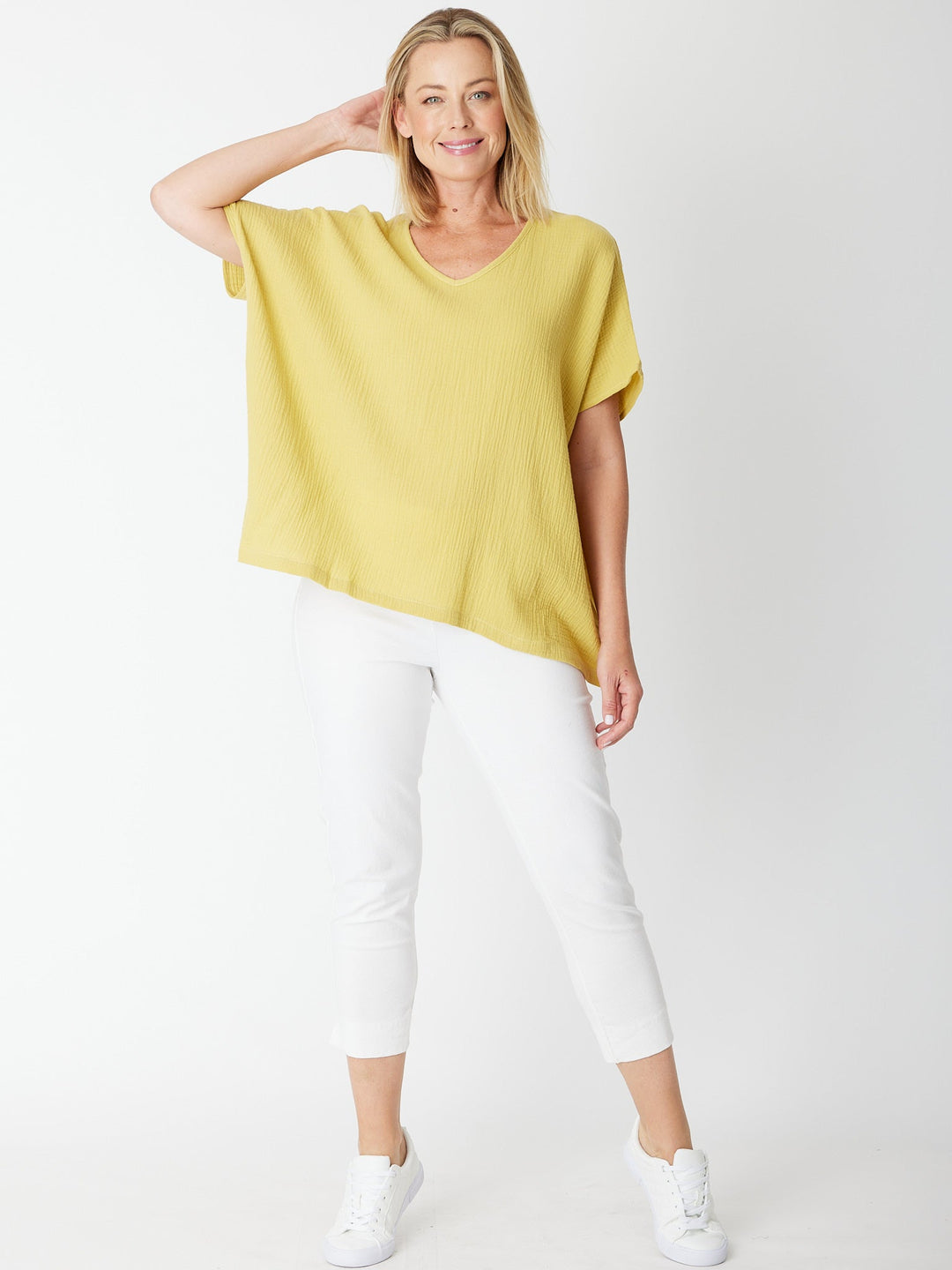 Bubble Cotton Kimono Top - Chartreuse - 29381