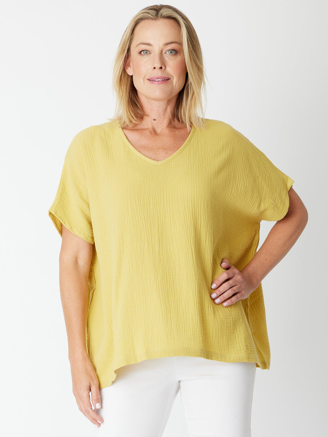 Bubble Cotton Kimono Top - Chartreuse - 29381