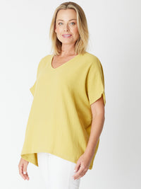 Bubble Cotton Kimono Top - Chartreuse - 29381