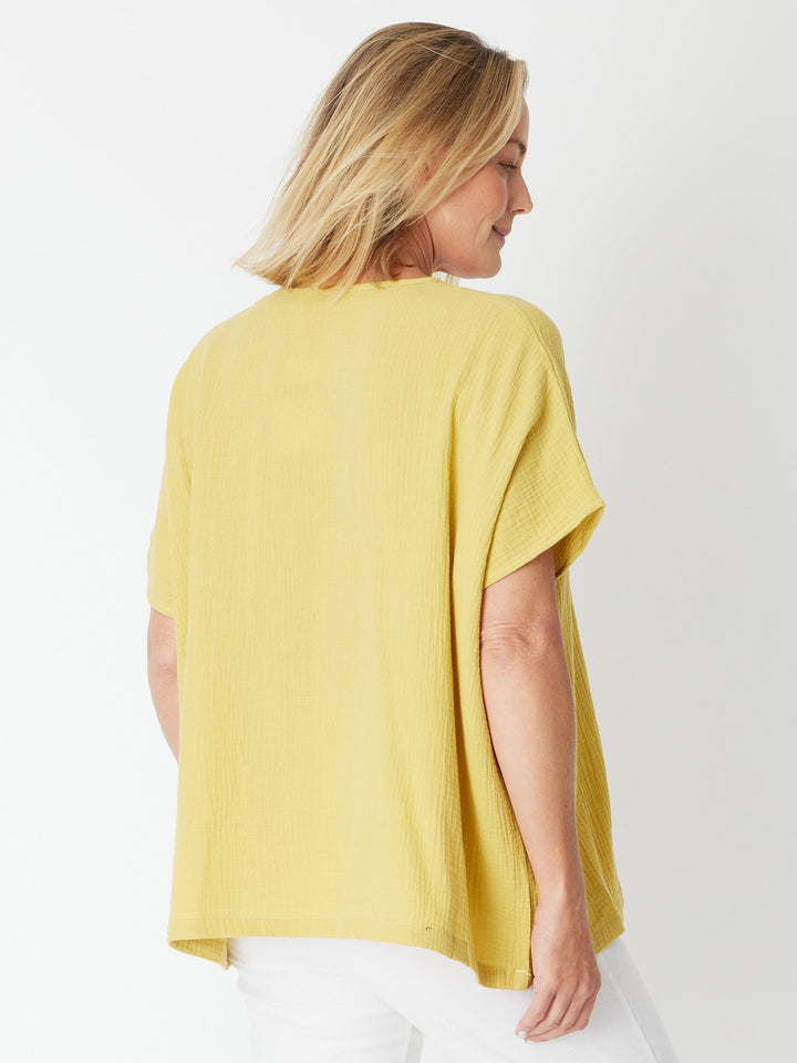 Bubble Cotton Kimono Top - Chartreuse - 29381