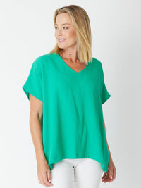 Bubble Cotton Kimono Top - Emerald  -29381
