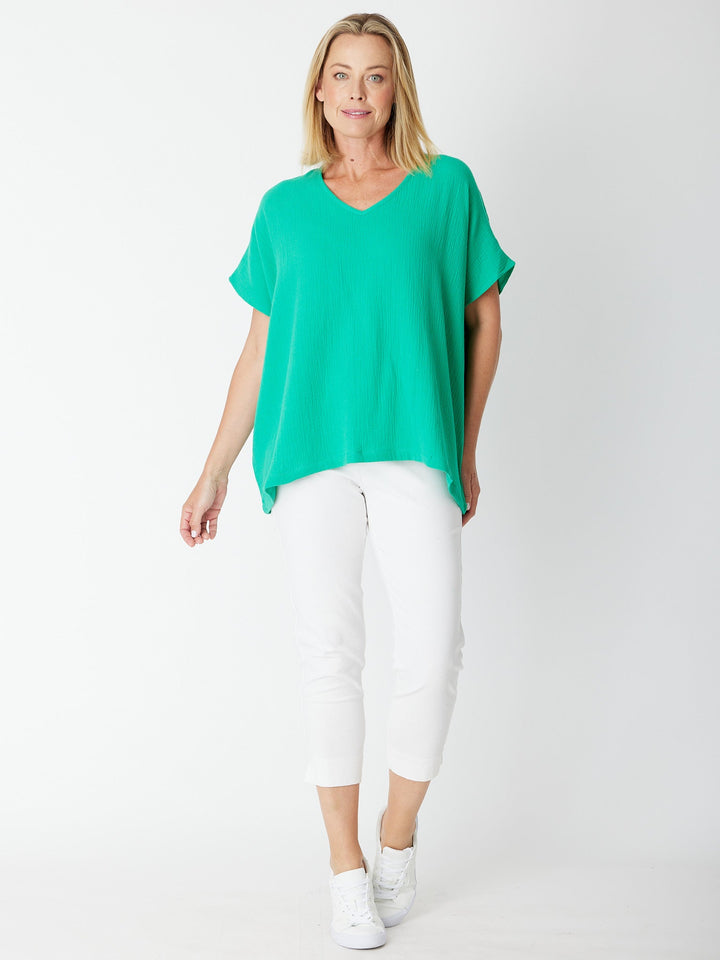 Bubble Cotton Kimono Top - Emerald  -29381