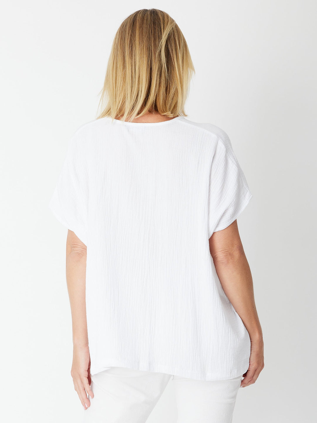 Bubble Cotton Kimono Top - White - 29381