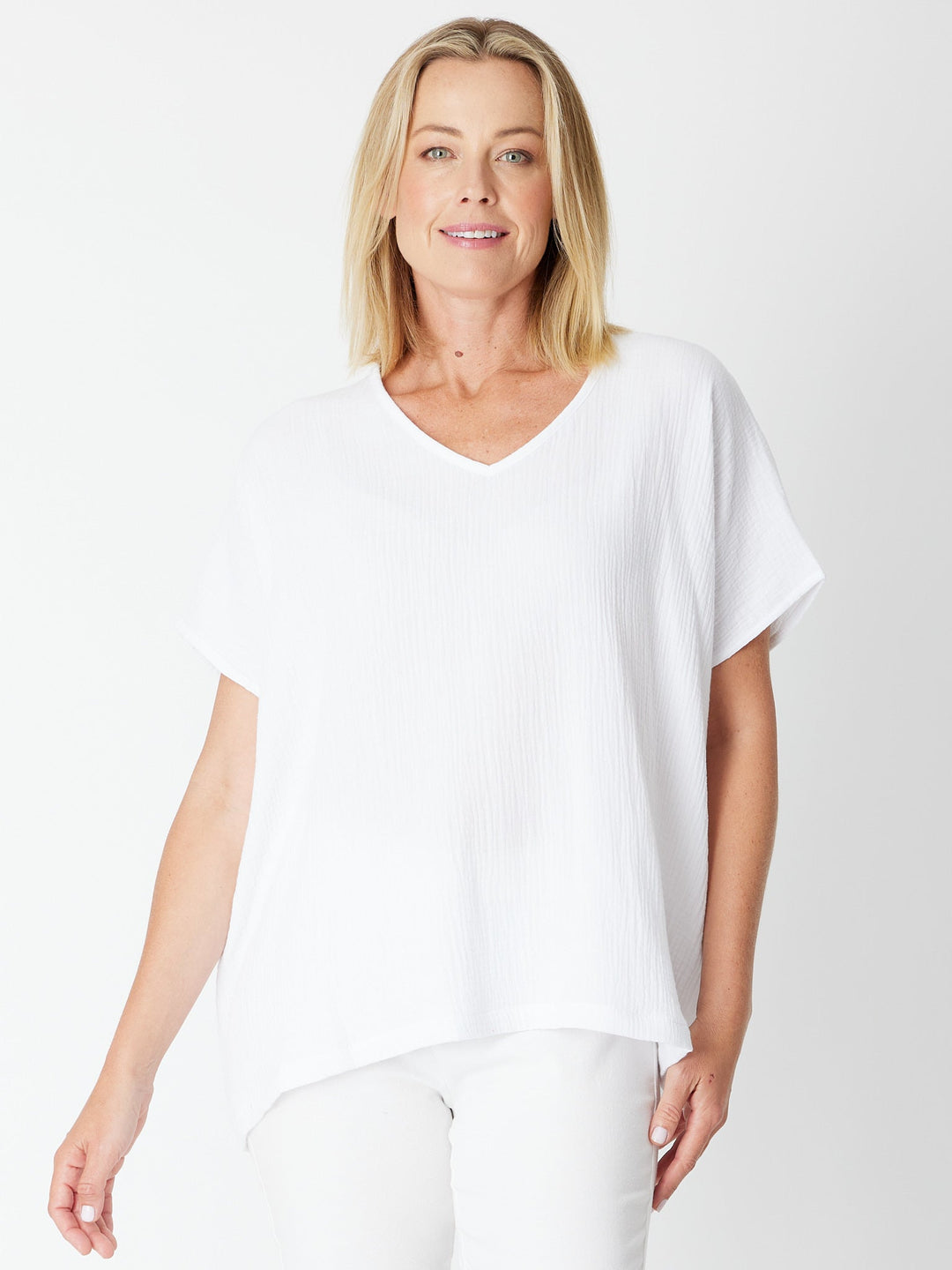 Bubble Cotton Kimono Top - White - 29381