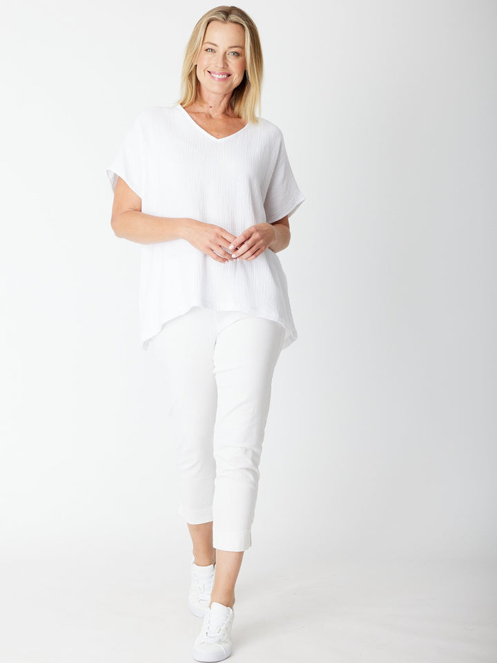 Bubble Cotton Kimono Top - White - 29381
