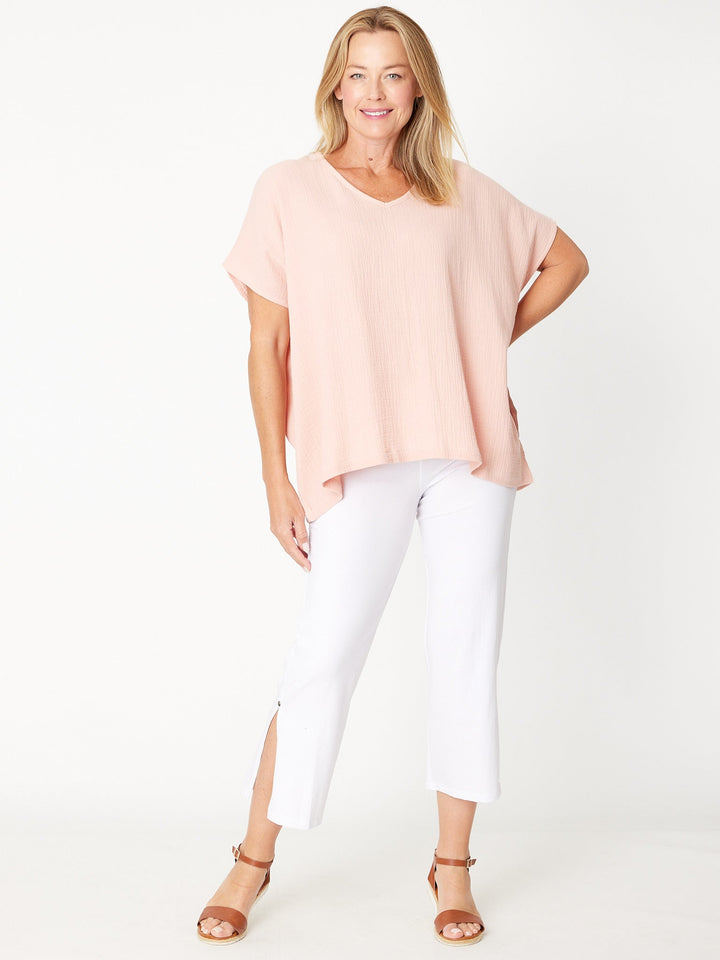 Bubble Cotton Kimono Top - Peach - 29381
