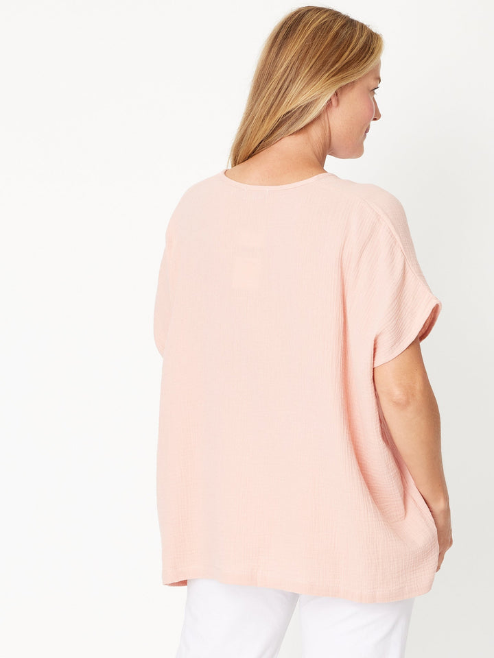 Bubble Cotton Kimono Top - Peach - 29381
