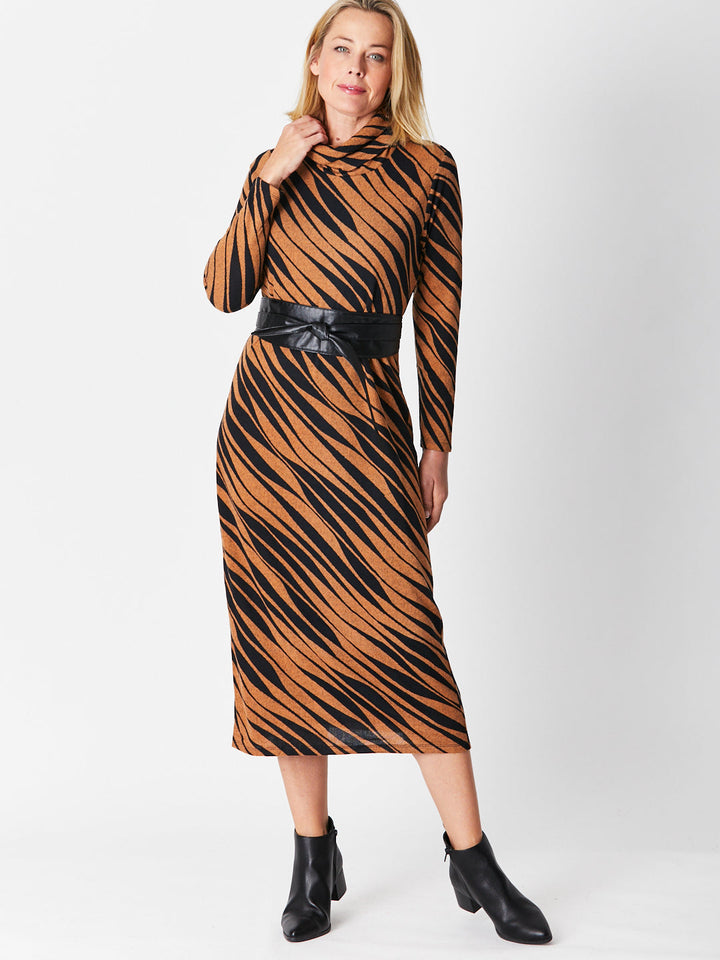 PRINT MAXI DRESS- TOFFEE/BLACK 29609 - SW