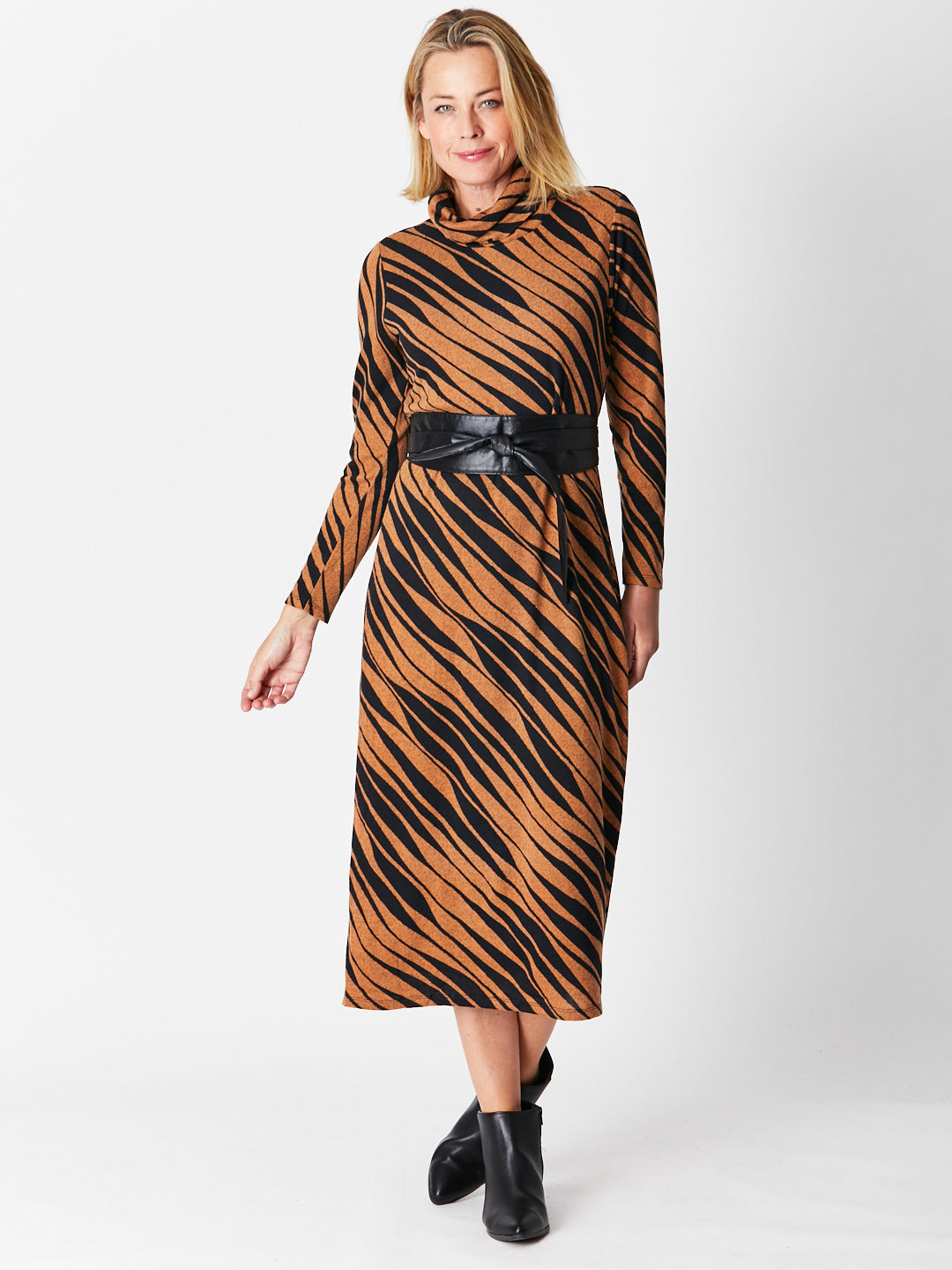 PRINT MAXI DRESS- TOFFEE/BLACK 29609 - SW
