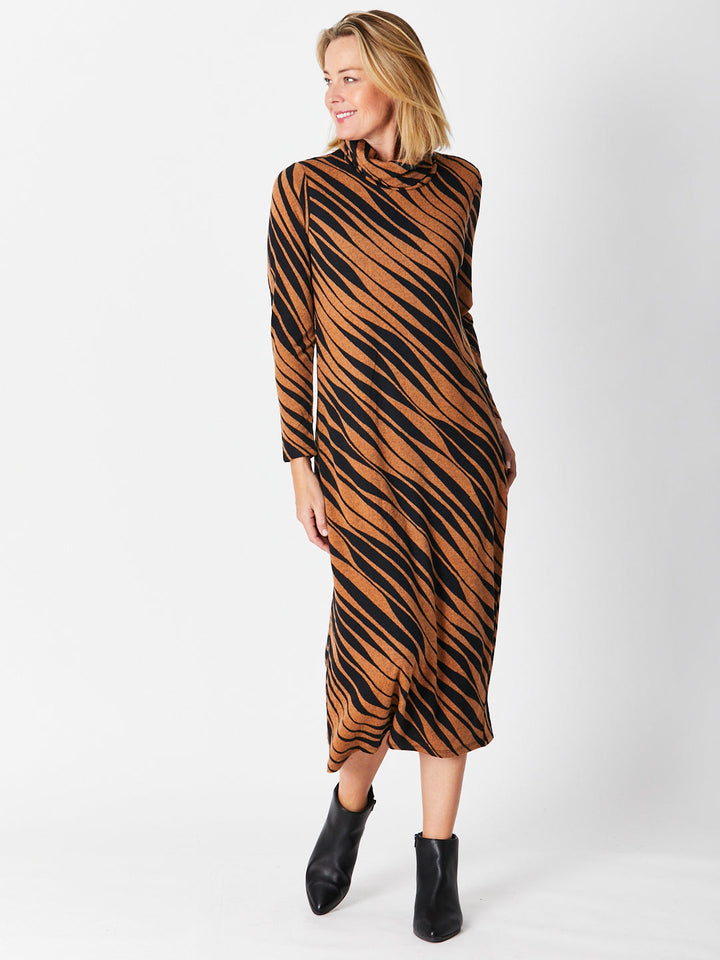 PRINT MAXI DRESS- TOFFEE/BLACK 29609 - SW