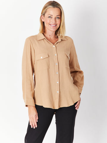 Bonded Shirt - Wheat - 29682 - Clothes for Senior & Elderly Women
