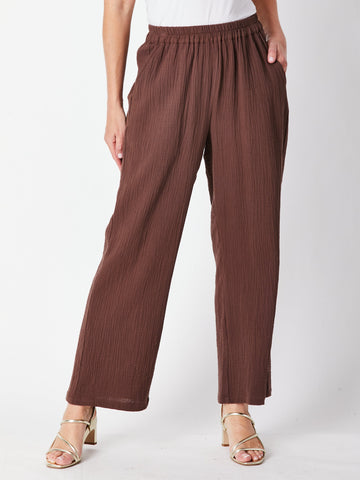 Bonded Cheesecloth Pant - Choc 29684 - SUMMER