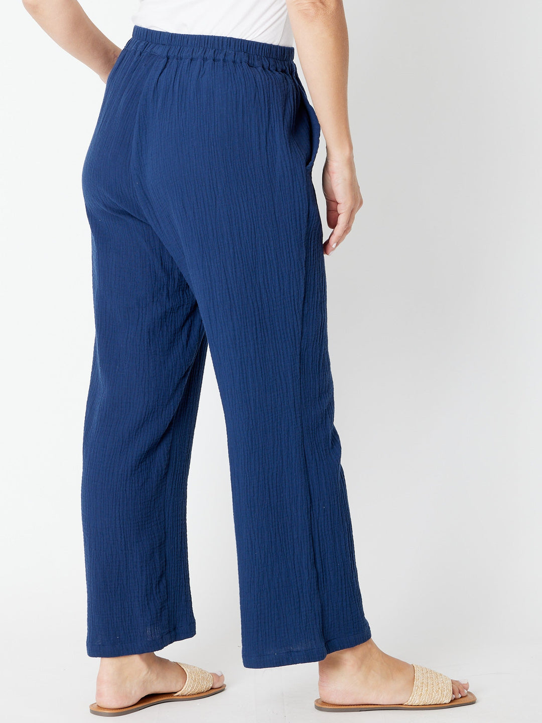 Bonded Cheesecloth Pant-- Navy- 29684