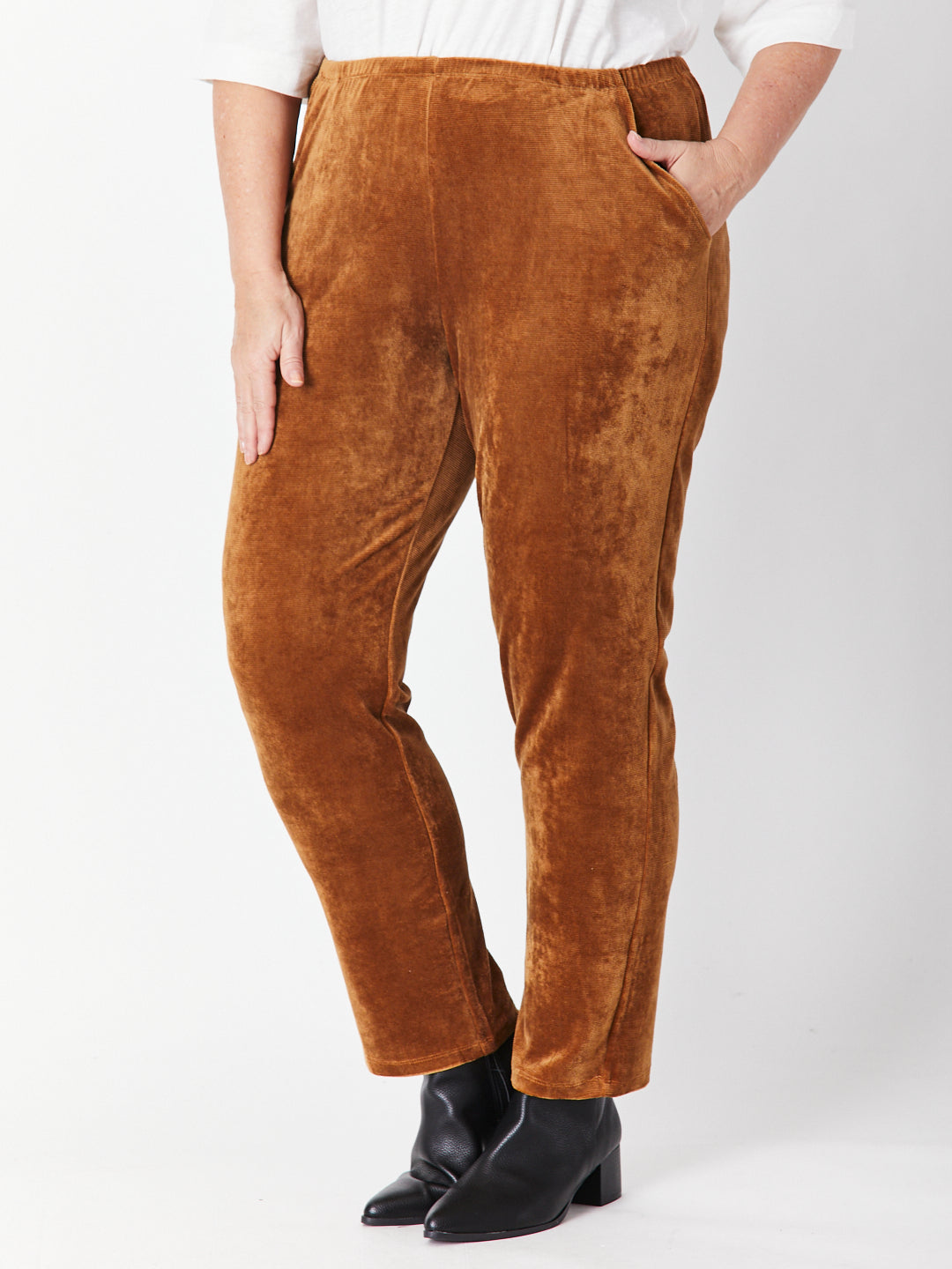 Velour Pocket Pant  - Camel - 29719