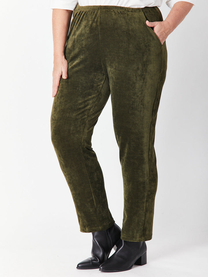 Velour Pocket Pant - Khaki - 29719