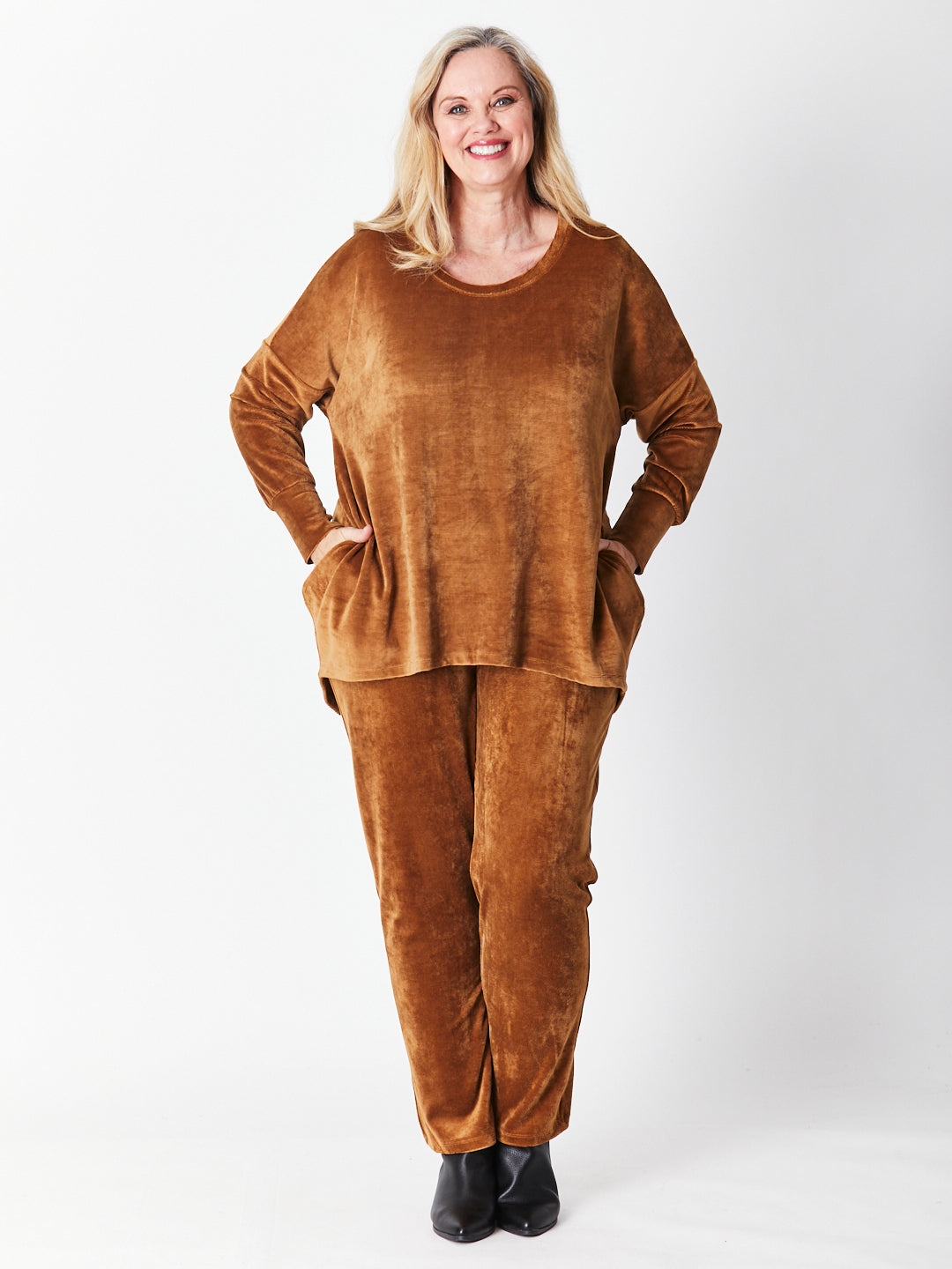 Velour Pocket Pant  - Camel - 29719