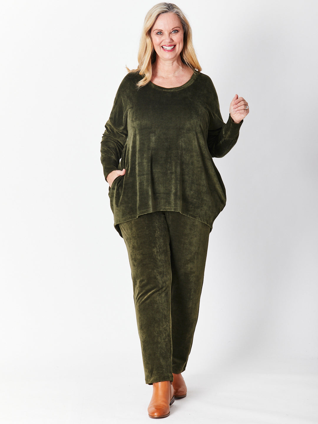Velour Pocket Pant - Khaki - 29719
