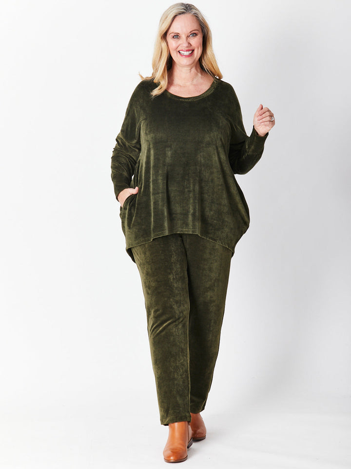 Velour Pocket Pant - Khaki - 29719