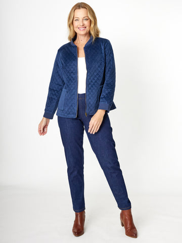 Quilted Jacket with Rib- Navy - 31174 - Clothes for Senior & Elderly Women