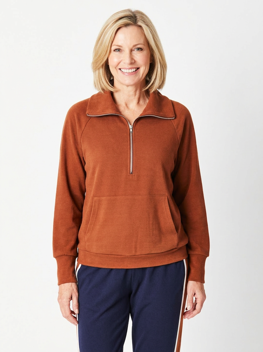 Half Zip Fleece Top- Nutmeg- 29783