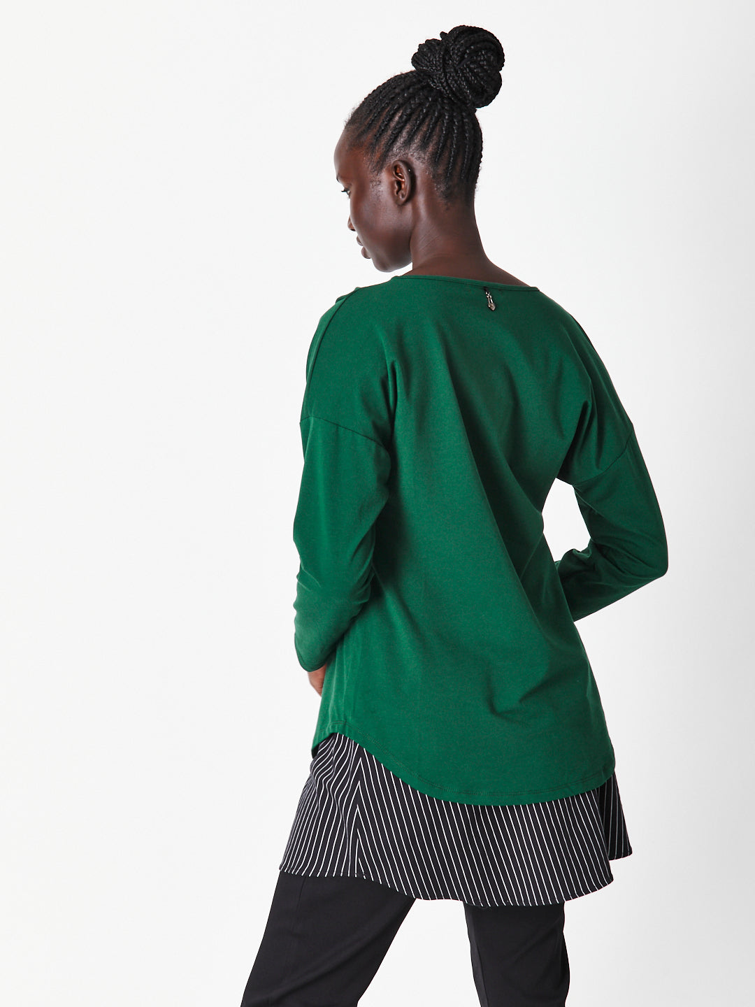 FAUX SHIRT TAIL SKIRT STRIPE - BLACKWHITE -29922