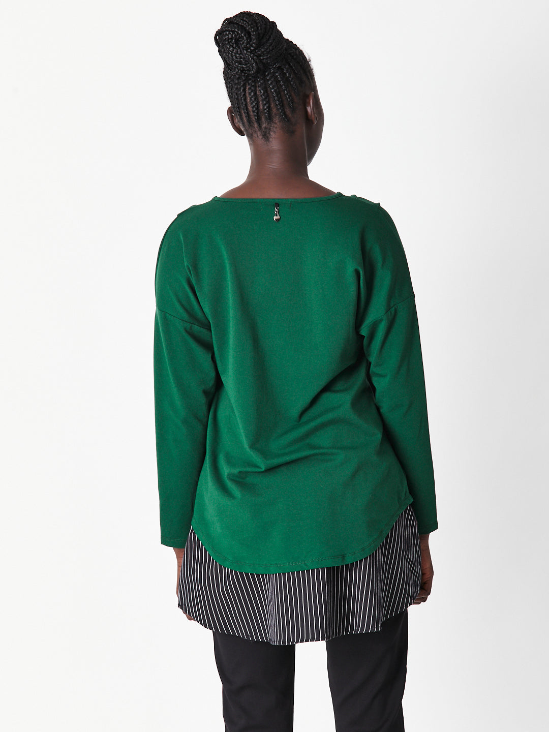 FAUX SHIRT TAIL SKIRT STRIPE - BLACKWHITE -29922