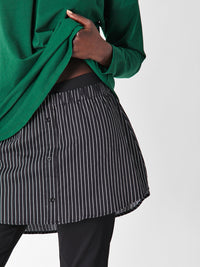 FAUX SHIRT TAIL SKIRT STRIPE - BLACKWHITE -29922