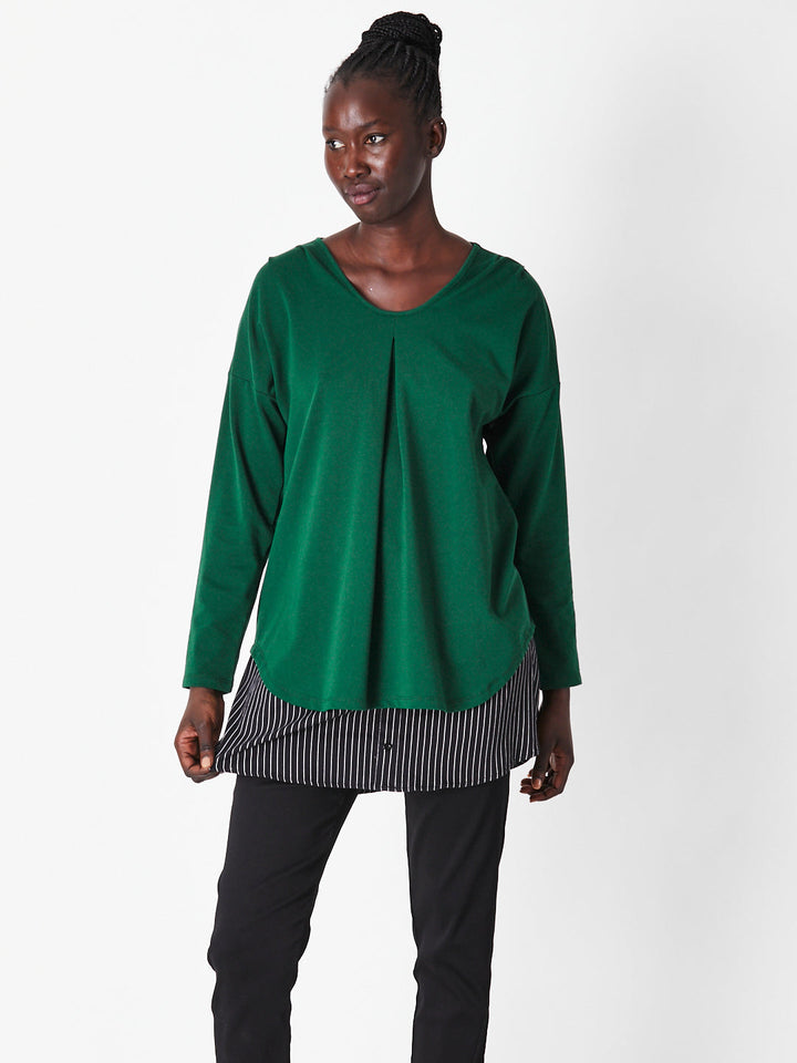 FAUX SHIRT TAIL SKIRT STRIPE - BLACKWHITE -29922