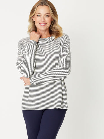 Oversized Loose Cowl Top - White/Black - 29928 - New Arrivals