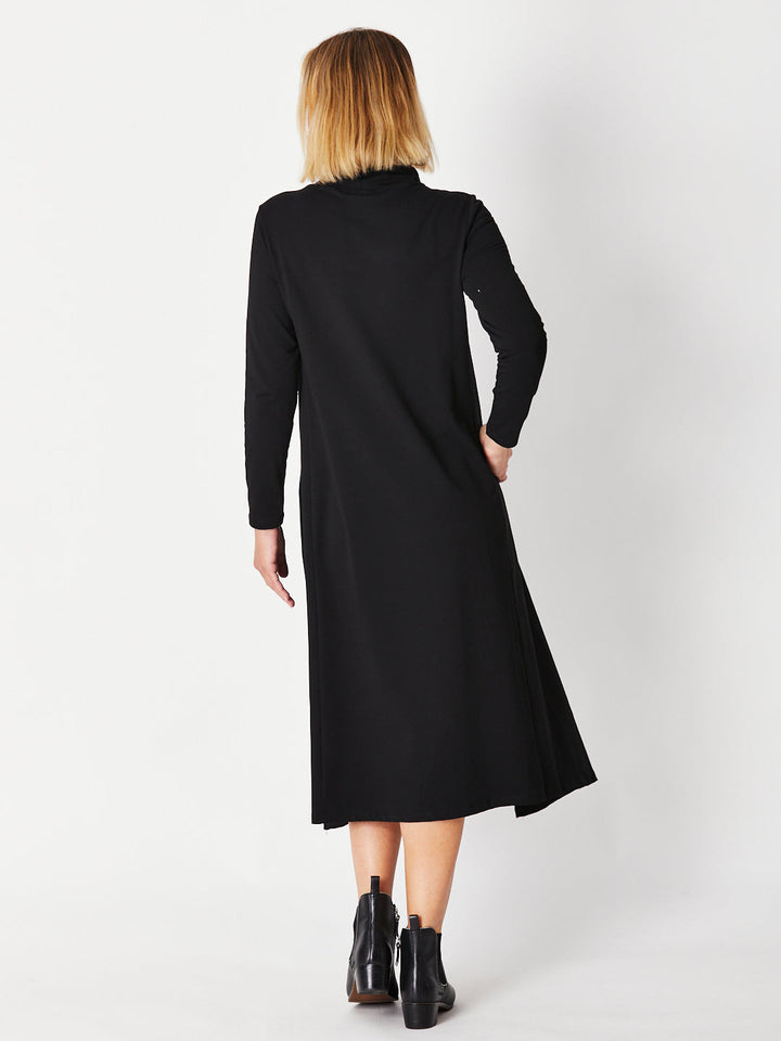 Margie Cowl Pocket Dress - Black - 30000