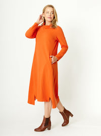 Margie Cowl Pocket Dress -Orange -30000