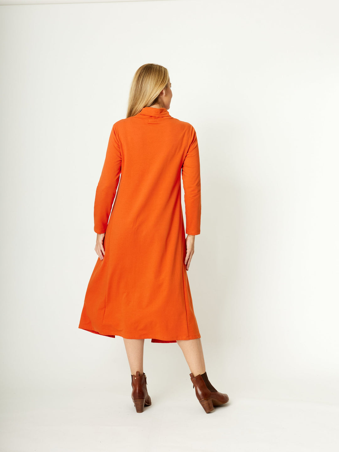 Margie Cowl Pocket Dress -Orange -30000