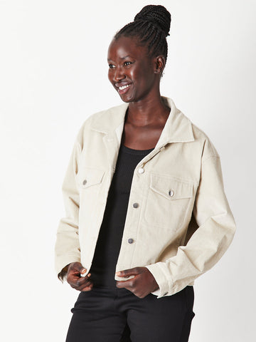 Crop Cord Jacket- Beige- 30039 - Luna Sky