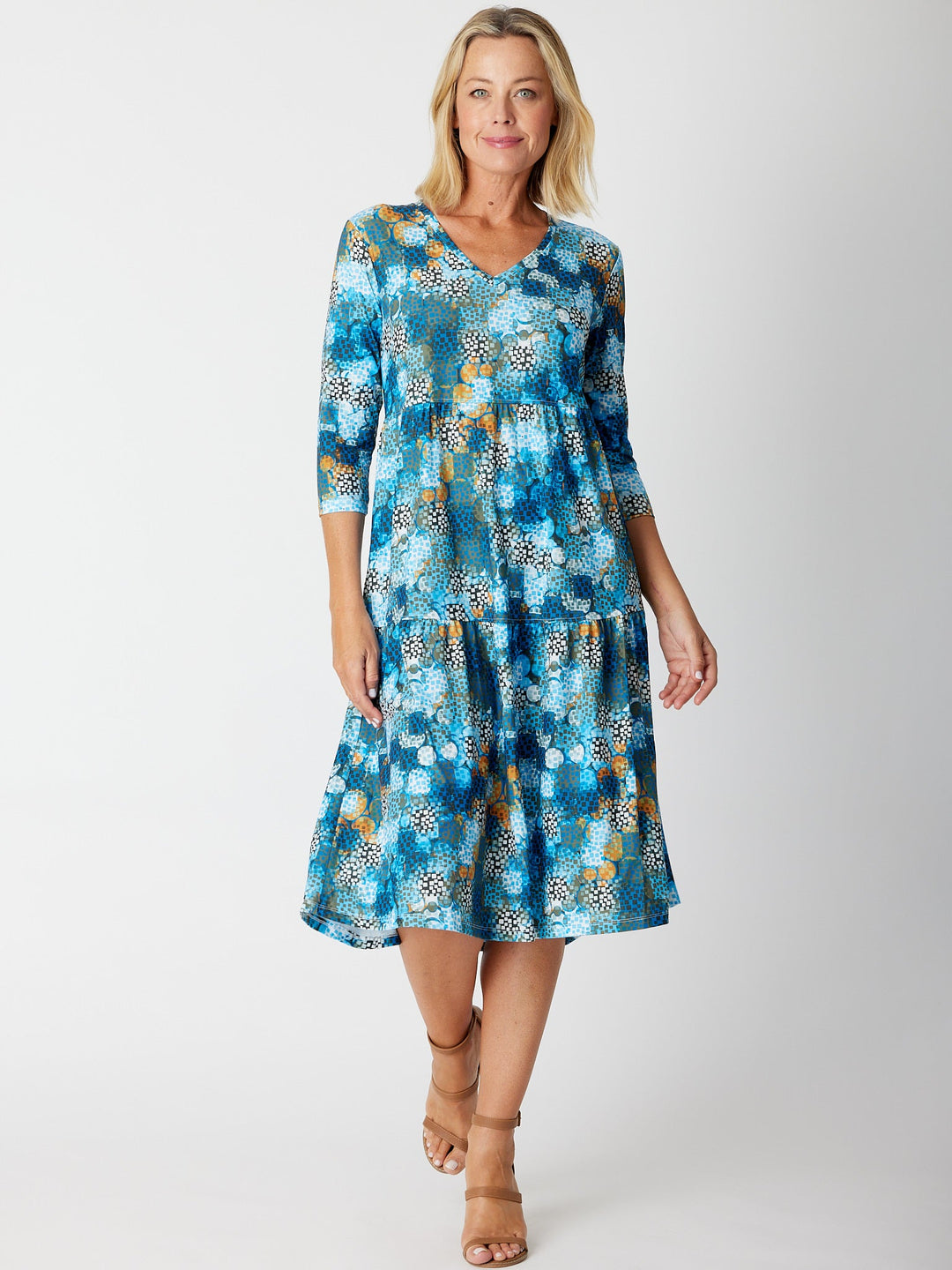 3/4 Tier Dress - Aqua - 30050