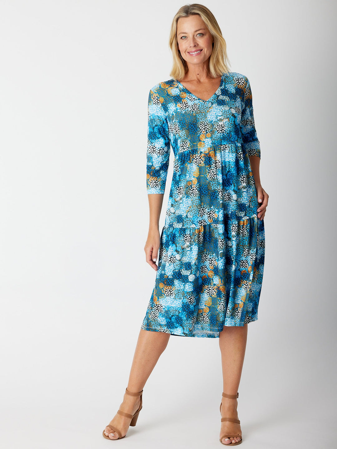 3/4 Tier Dress - Aqua - 30050