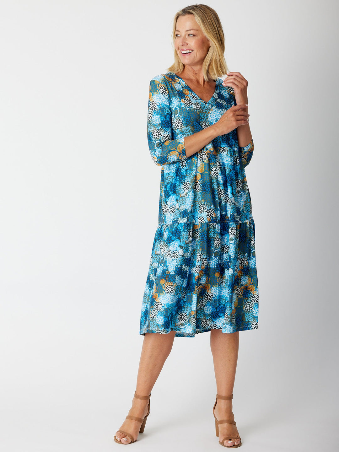 3/4 Tier Dress - Aqua - 30050