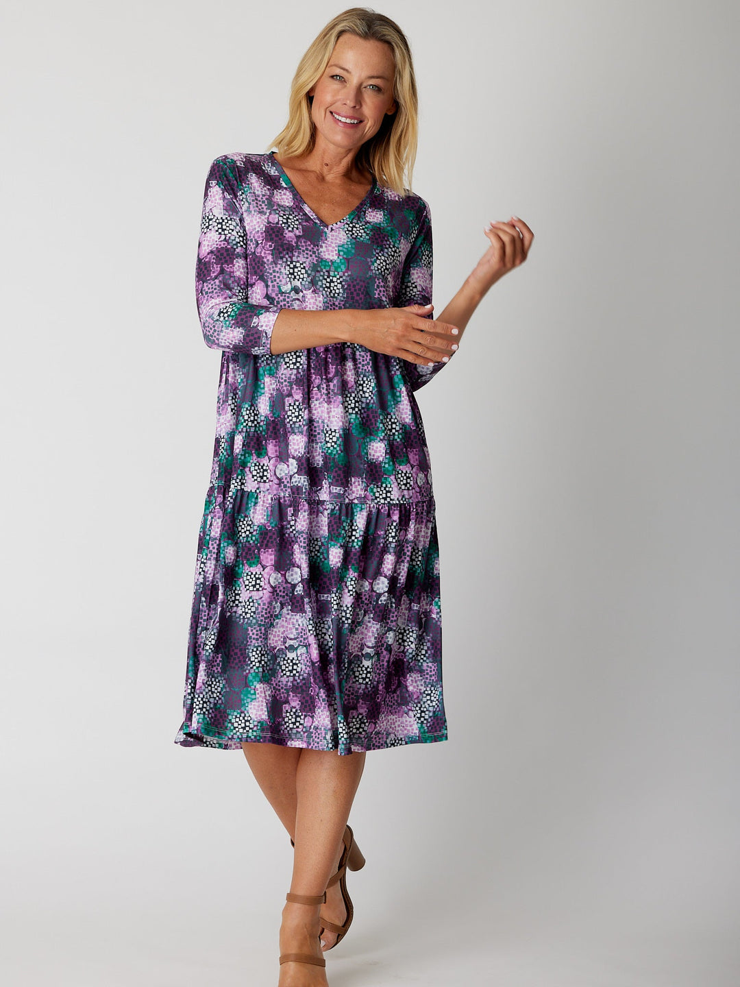3/4 Tier Dress- Plum - 30050