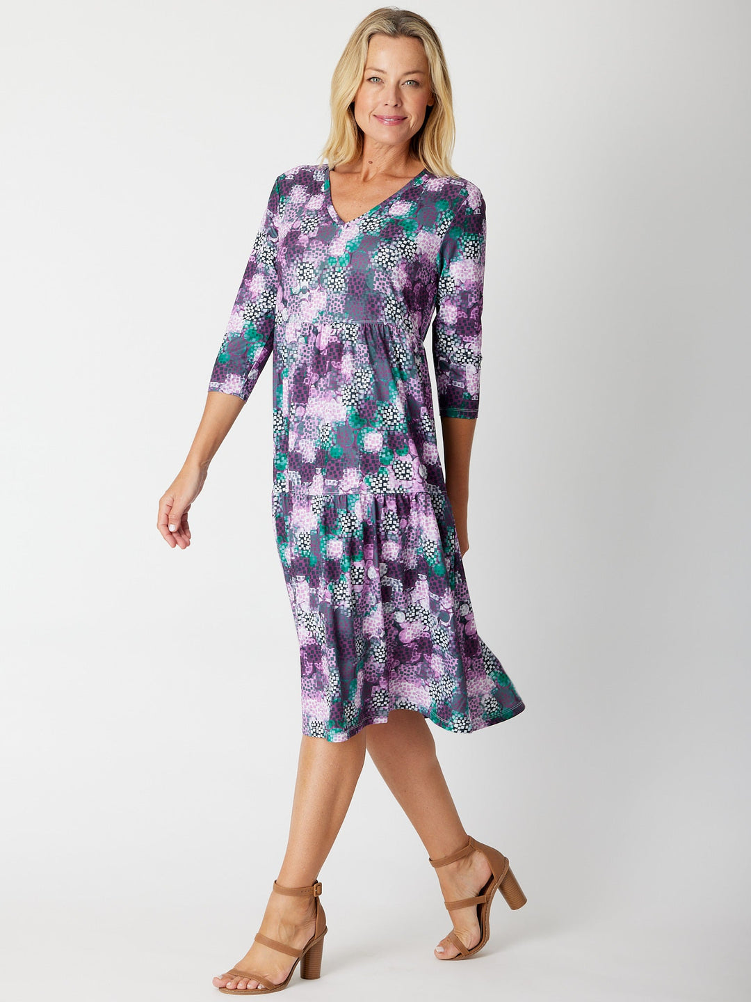 3/4 Tier Dress- Plum - 30050