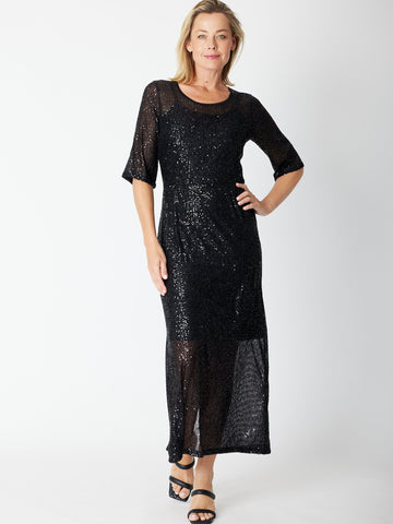 Sequin Evening Maxi Dress - Black - 30186 - SUMMER