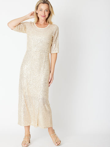 Sequin Evening Maxi Dress - Champagne - 30186 - SUMMER