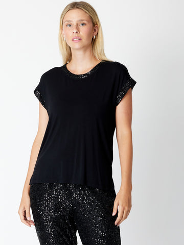 Sequin Sparkle Top- Black - 30303 - Tops