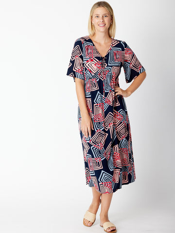 Lace Up Dress - Pink - 30326 - 