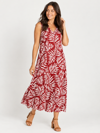 Vee Pocket Rayon Dress - Cherry - 30390