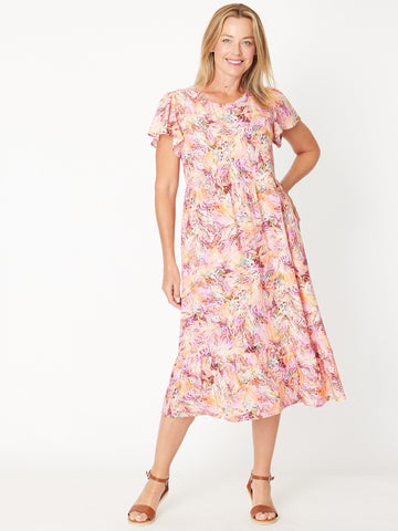 Flutter Slv Tier Dress - Pink 30424 - Spring/Summer