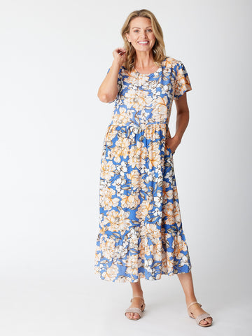 Flutter Slv Tier Dress - Blue 30424 - SUMMER