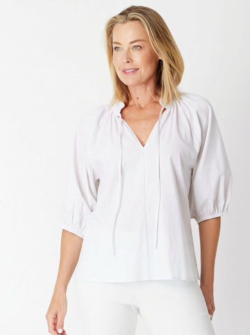 Leaves Of Love Linen Top - White - 30439 - Cordelia St